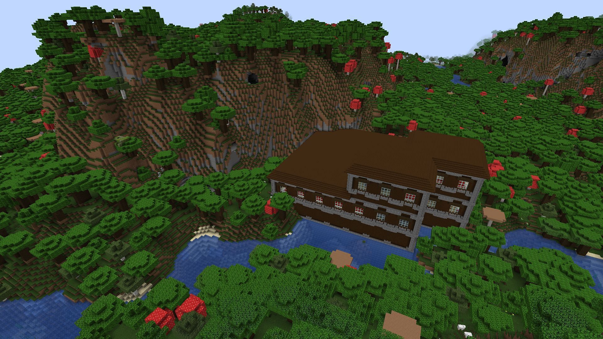 Any closer to the mountain and this mansion would have ended up totally buried (Image via Mojang)
