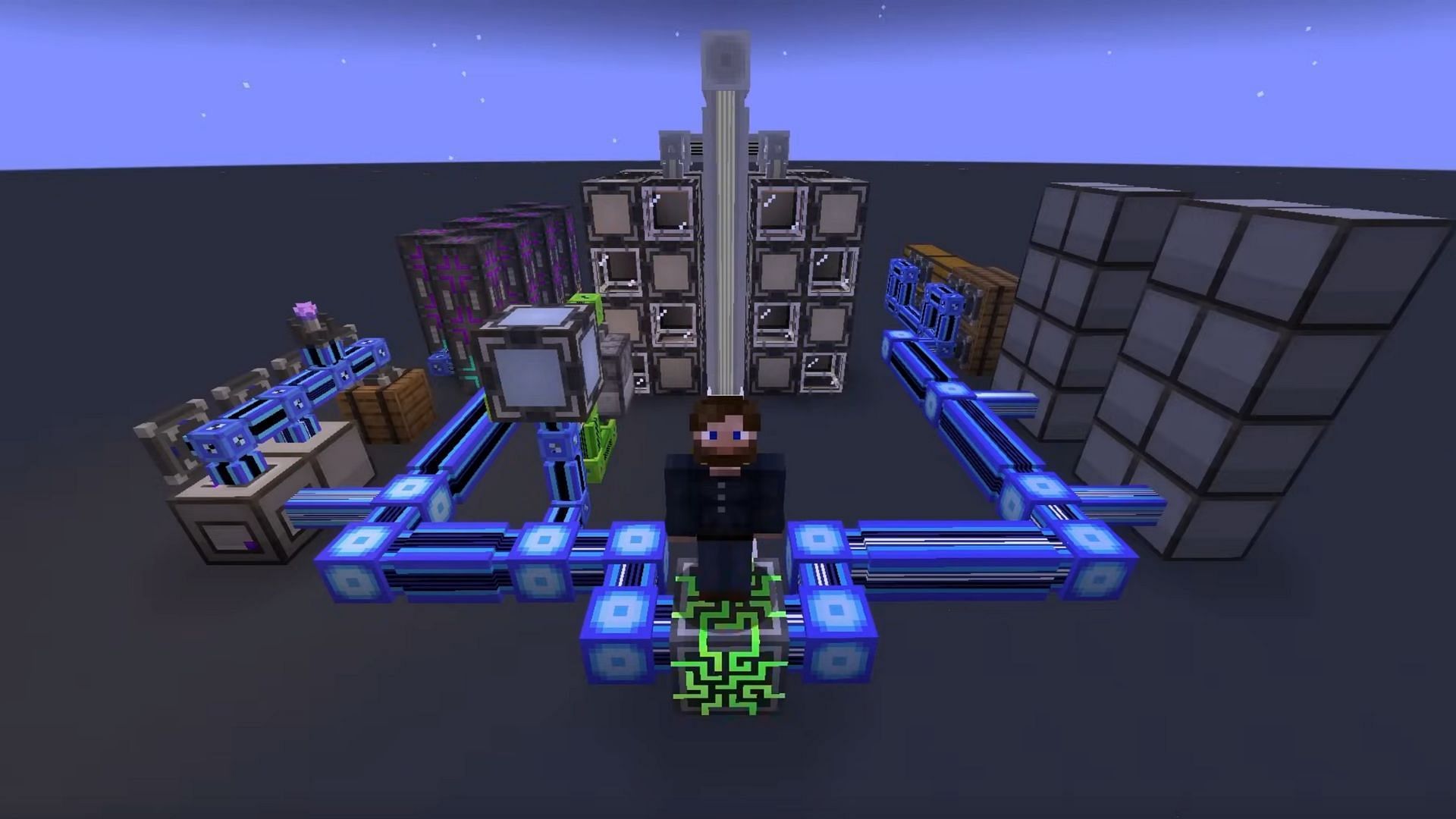 Different blocks and items in Applied Energistics mod pack (Image via YouTube/ChosenArchitect)