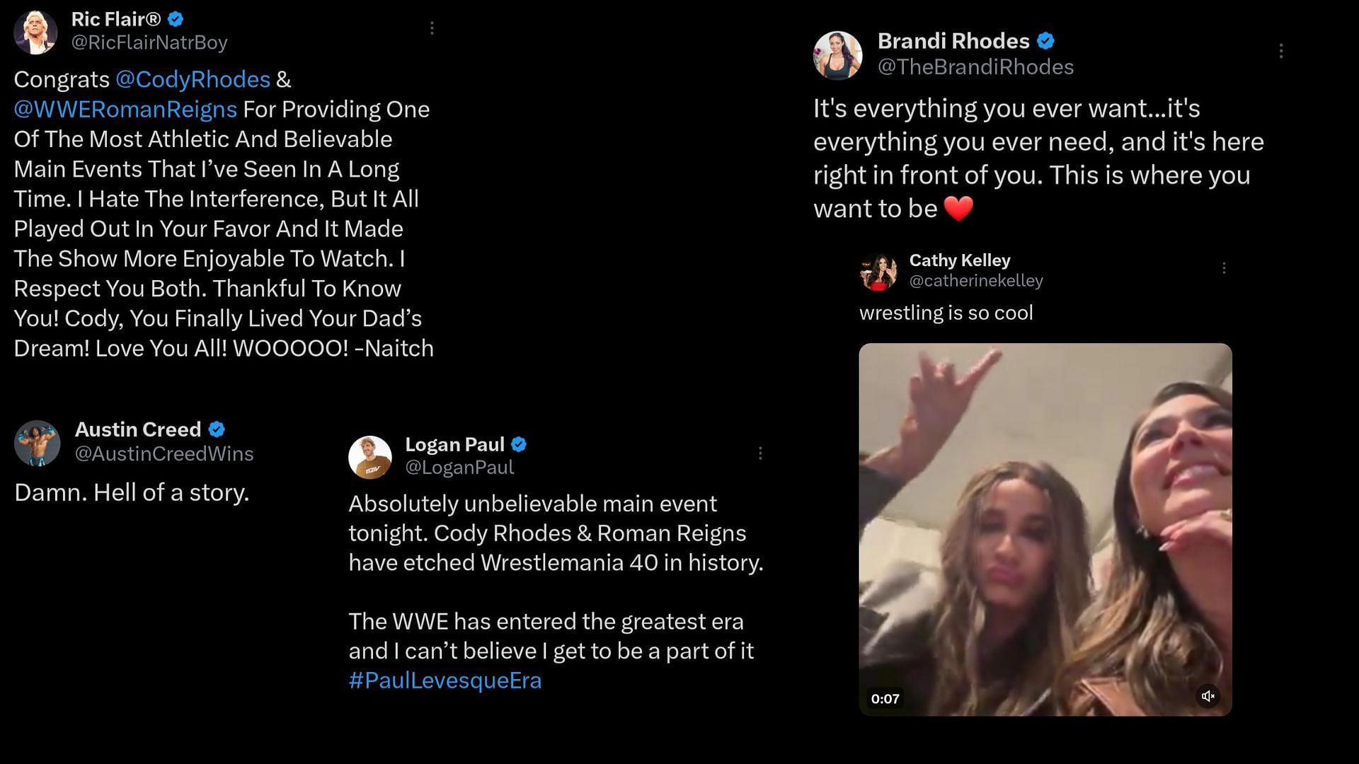 Screenshot of some more stars&#039; reactions to Rhodes&#039; win