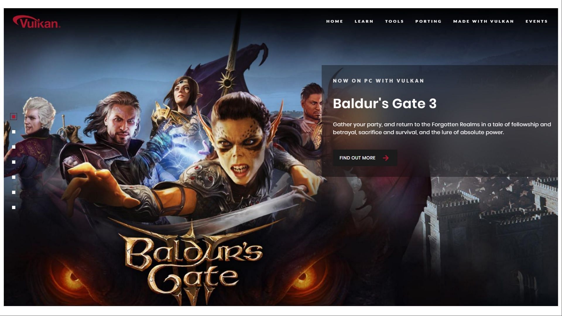 Baldur&#039;s Gate 3 also supports Vulkan mode (Image via Vulkan)