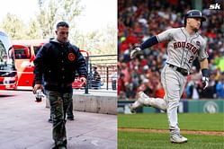In Photos: Astros' Alex Bregman channels high fashion in Mexico City with Gucci's hooded bomber jacket & camouflage pants