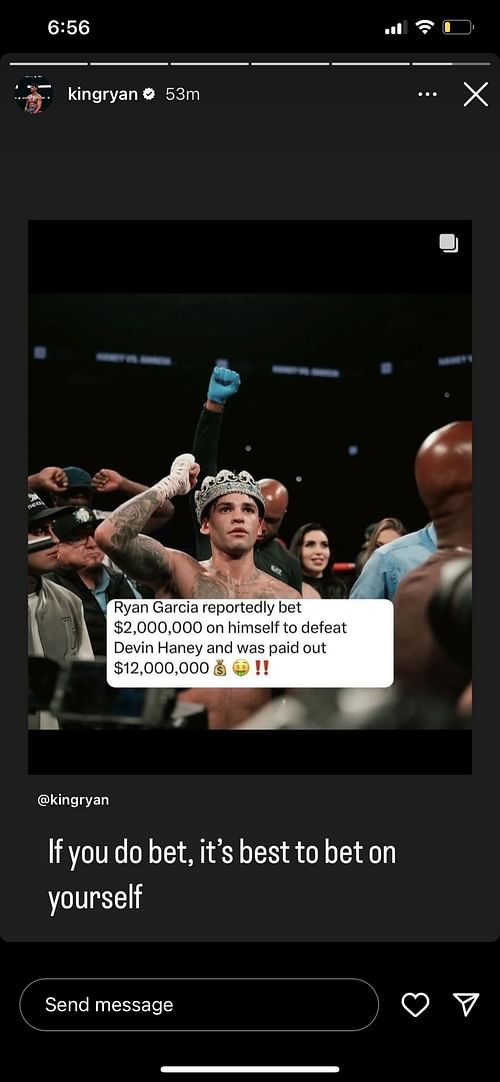 Ryan Garcia's Instagram Story