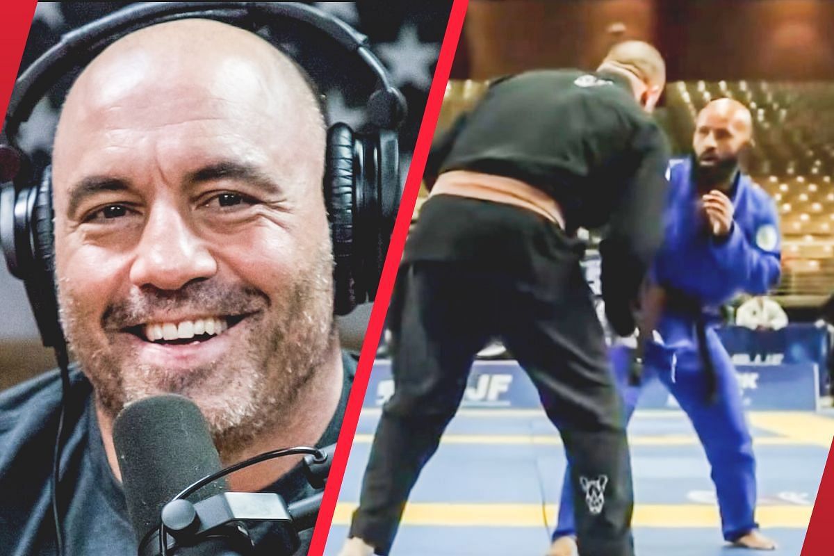 Joe Rogan (L) is in awe of Demetrious Johnson