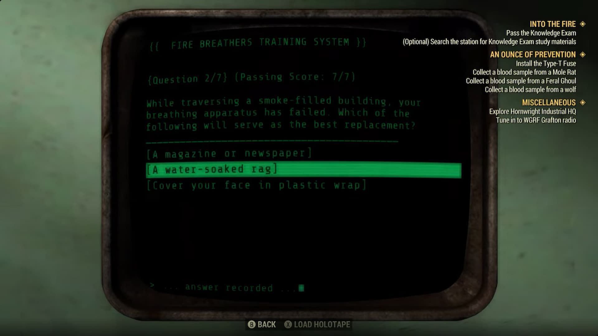 Question two out of seven (Image via Bethesda Game Studios || LunarGaming Guides/YouTube)