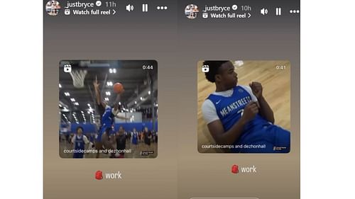 LeBron James' son Bryce James posted on Instgram a few clips of DeZhon Hall's highlights.