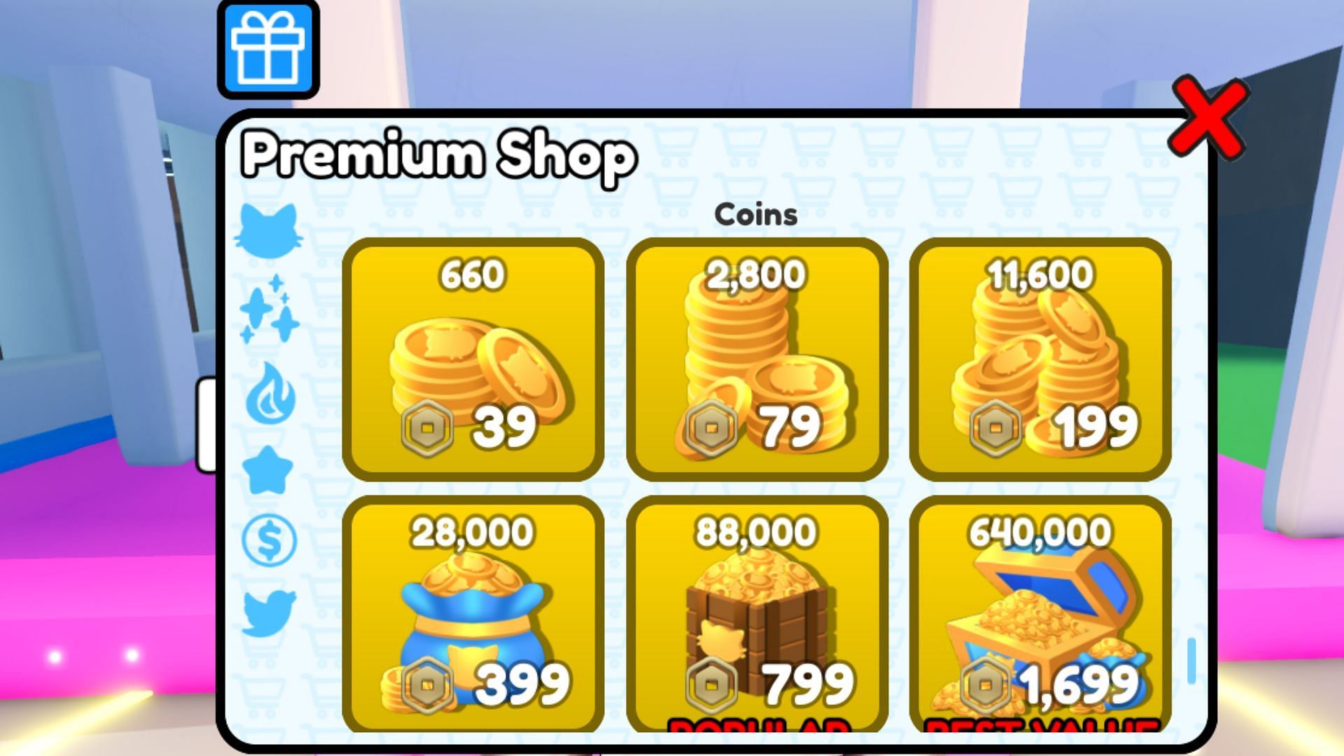 Premium Shop in Smashing Simulator X (Image via Roblox)