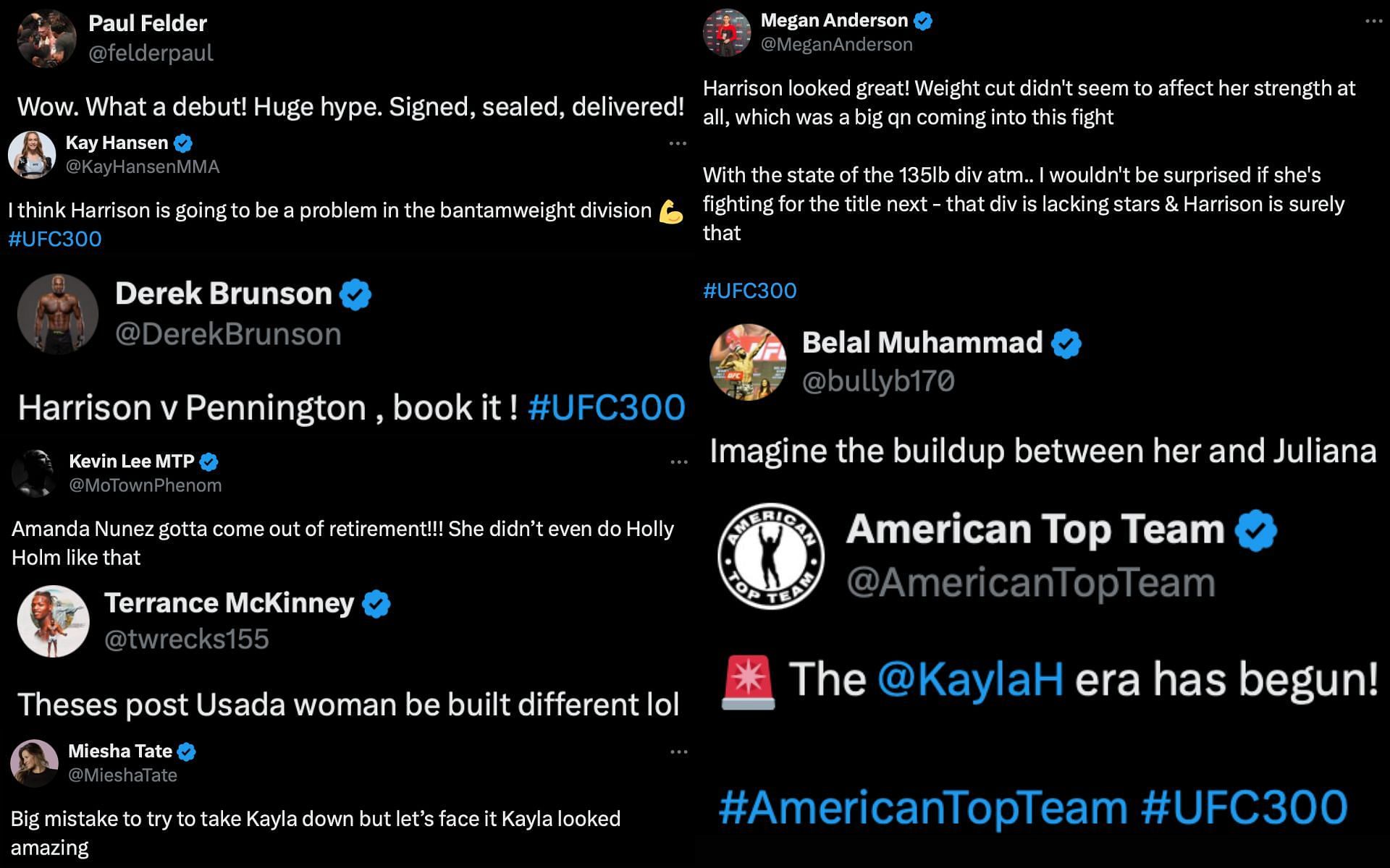 Fighters react to Kayla Harrison&#039;s UFC 300 win. [via X]