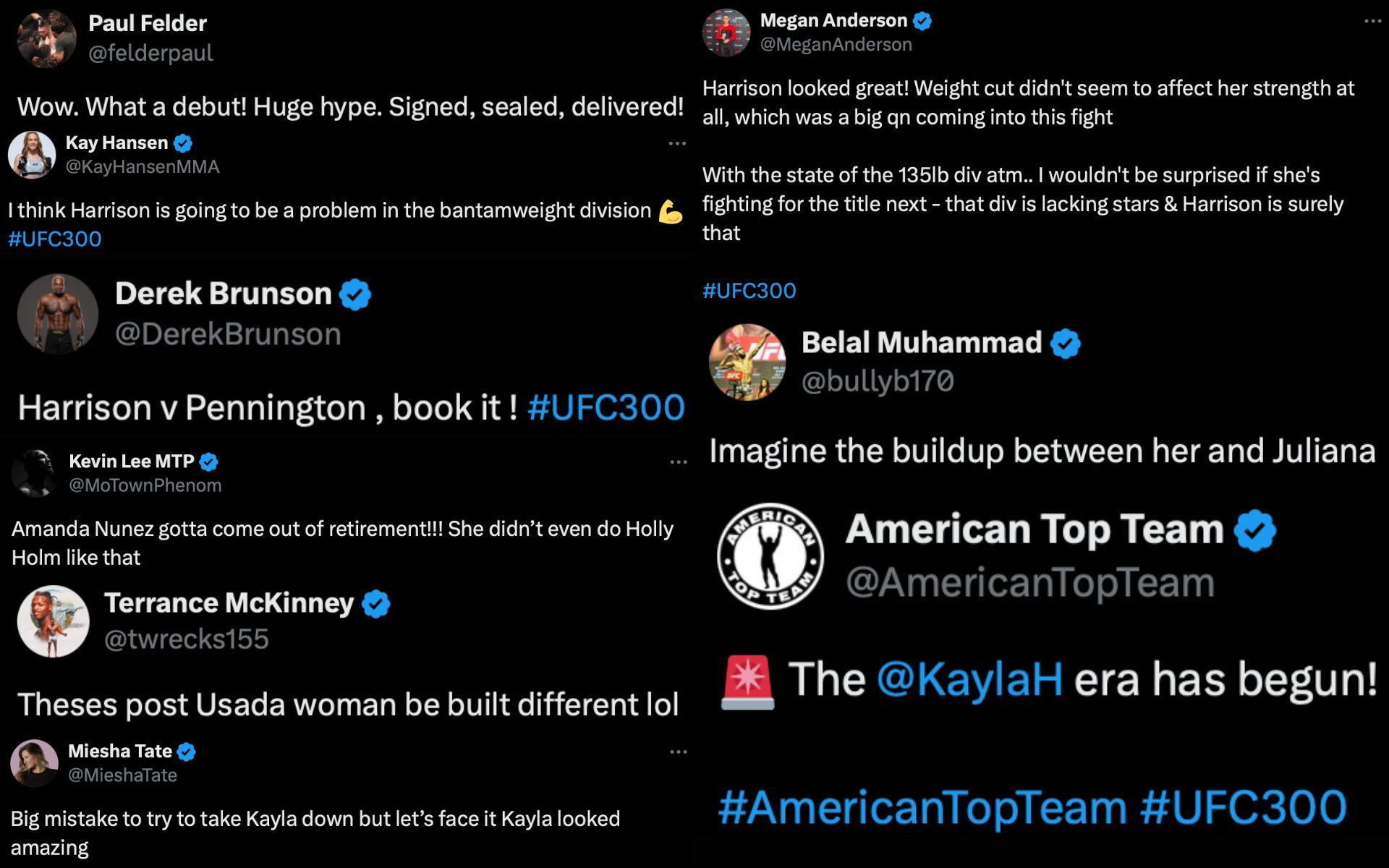 Fighters react to Kayla Harrison&#039;s UFC 300 win. [via X]