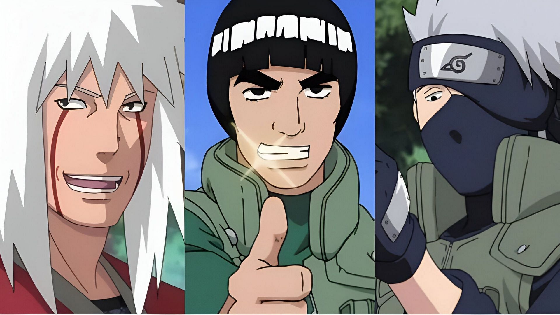 Jiraiya (left), Guy (middle), and Kakashi (right) (Image via Studio Pierrot)