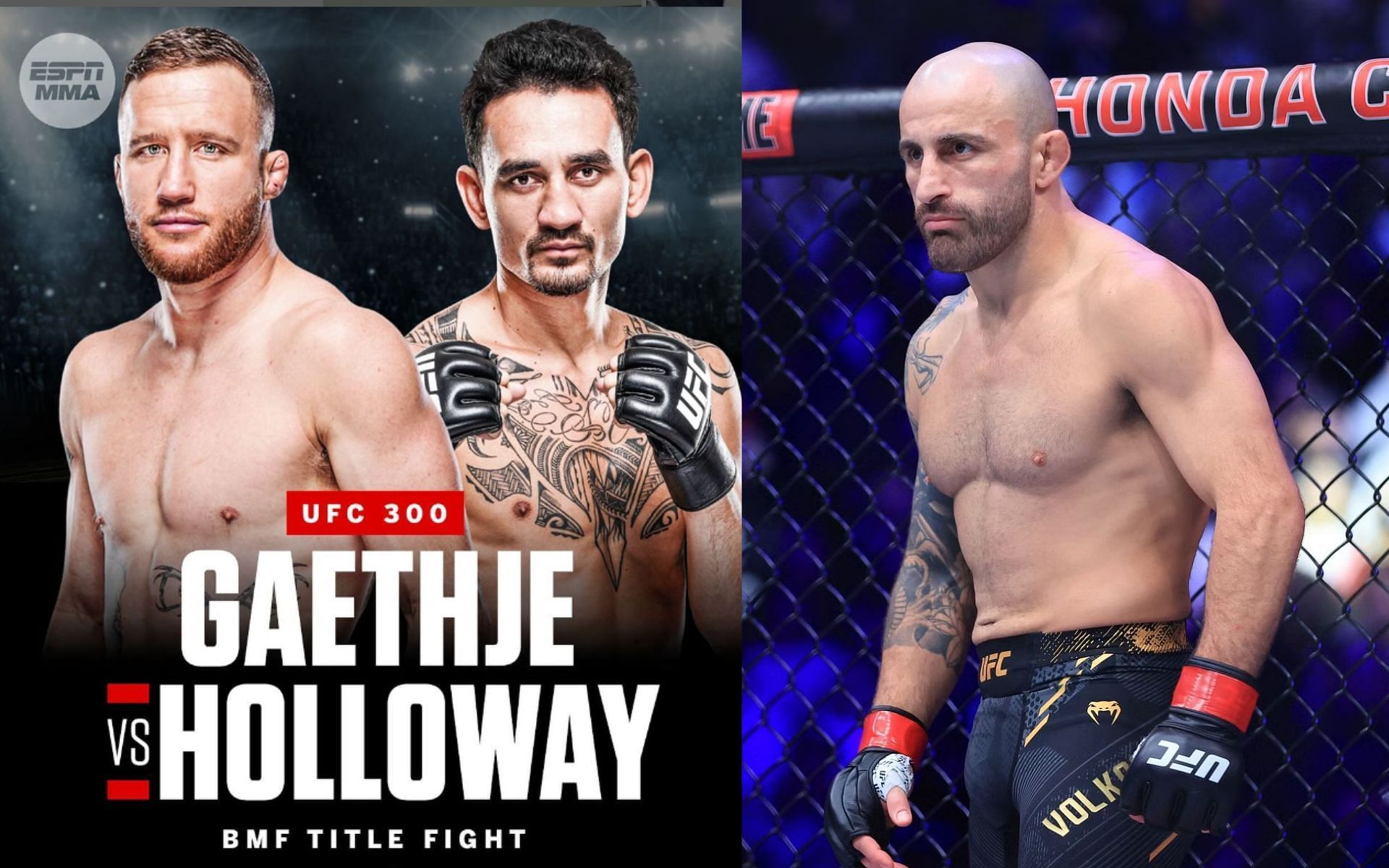Alexander Volkanovski (right) breaks down Justin Gaethje vs. Max Holloway (left) set for UFC 300 [Images Courtesy: @GettyImages, @justin_gaethje on Instagram]