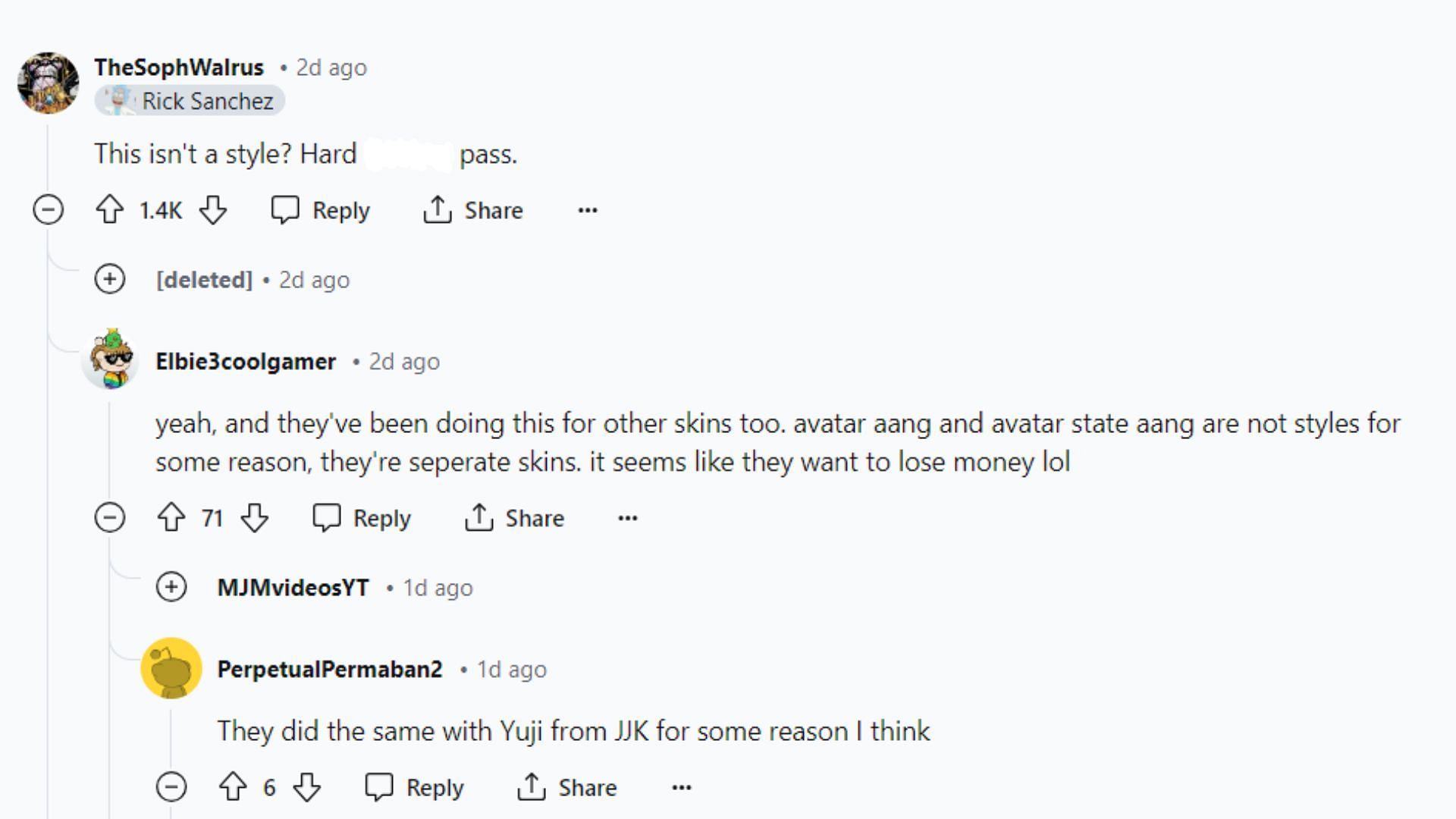 Comments from the Fortnite community