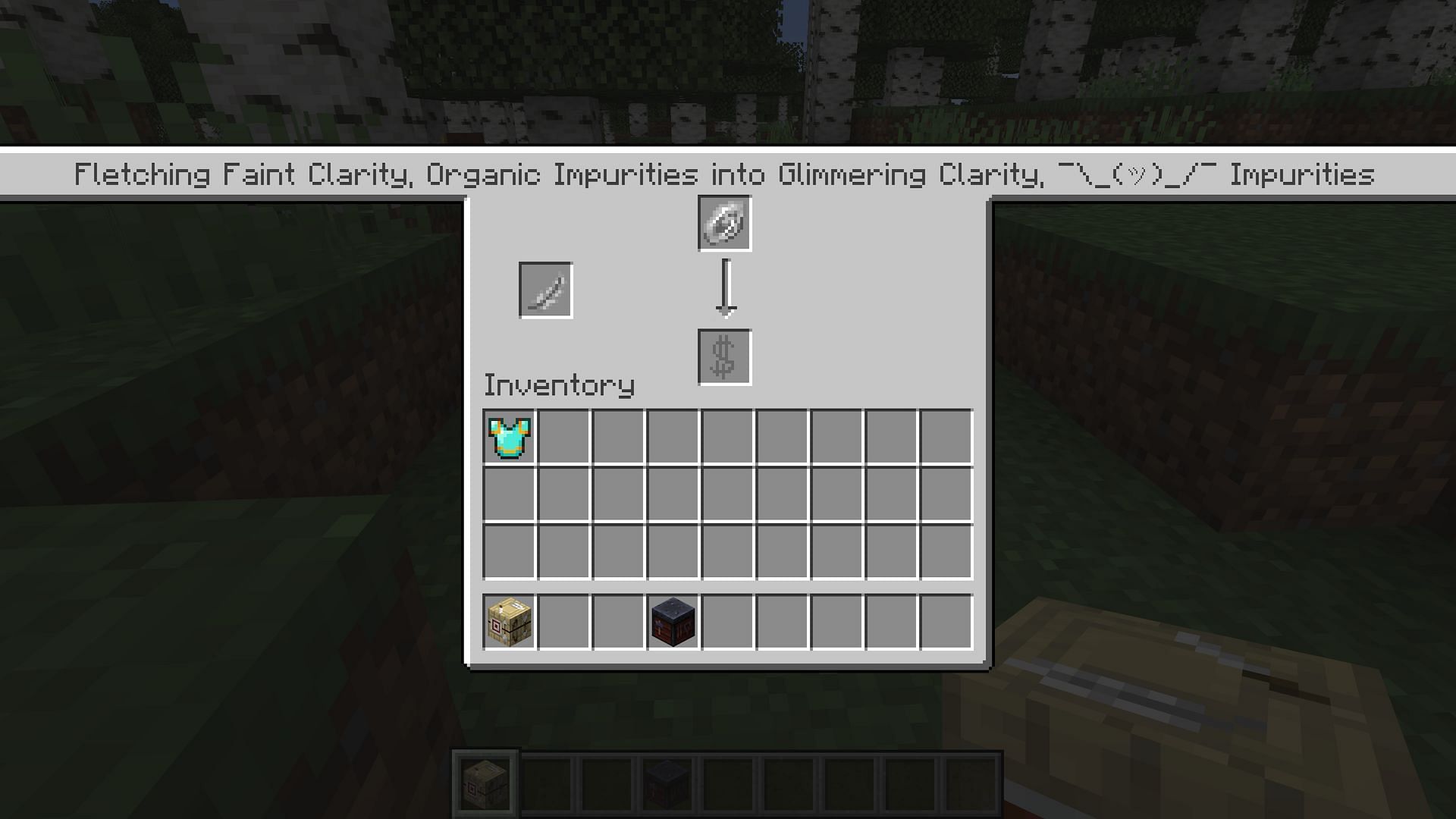 Fletching tables also got a silly UI to go with their new use (Image via Mojang)