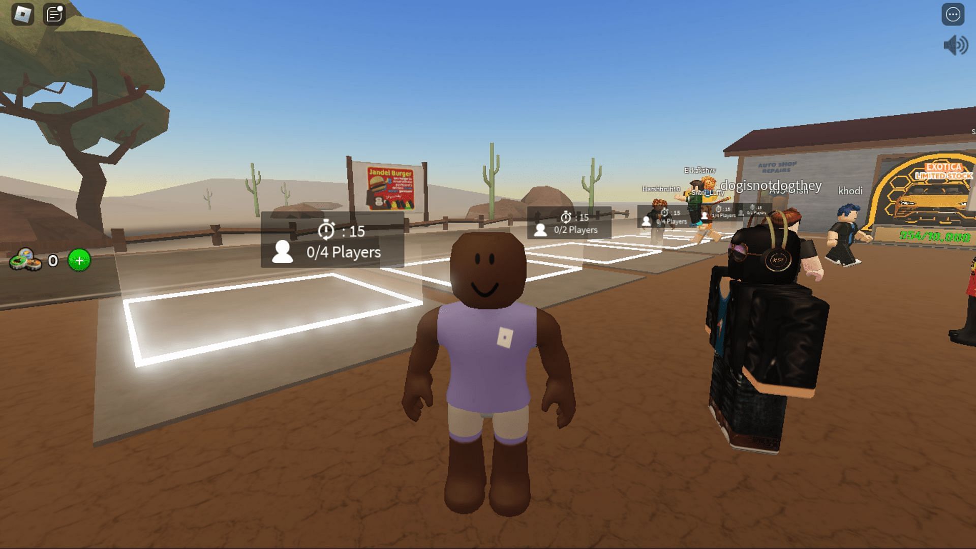 The spawn area in A Dusty Trip (Image via Roblox)