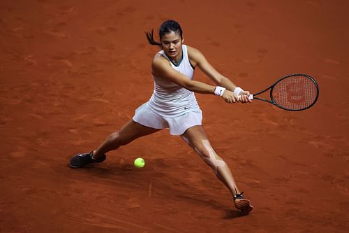 Emma Raducanu in action at the Porsche Tennis Grand Prix Stuttgart 2024