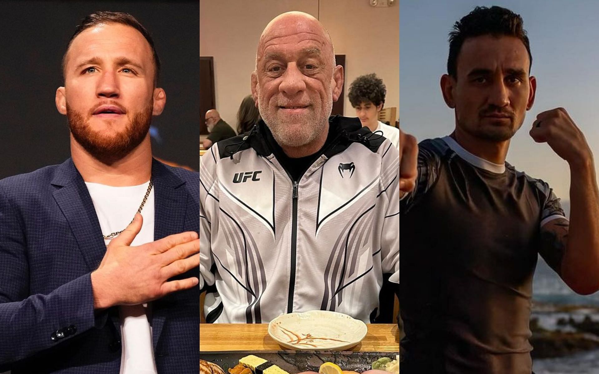 Justin Gaethje (left) and Max Holloway (right) hold Mark Coleman (middle) in high regard [Images courtesy: @justin_gaethje, @markcolemanufc, and @blessedmma on Instagram]