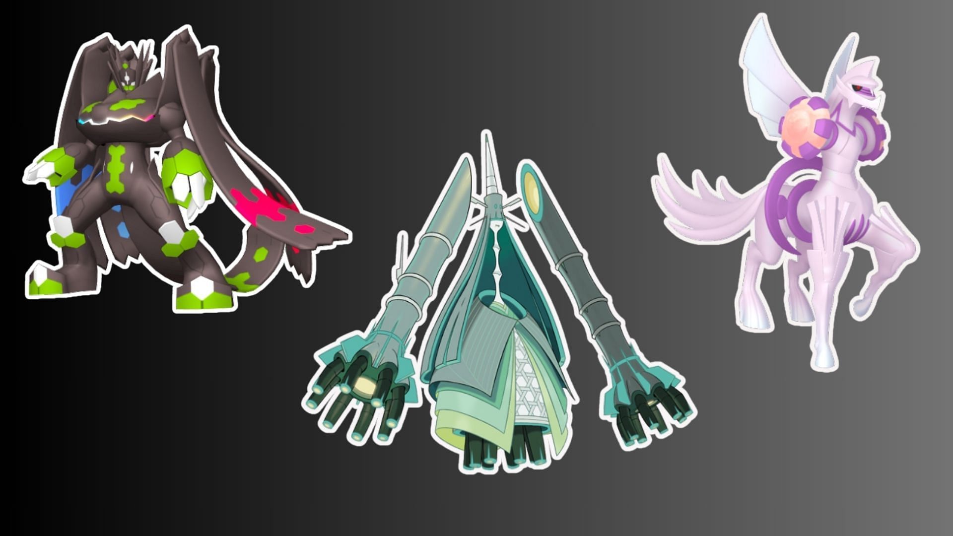 Celesteela, Palkia (Origin), and Zygarde (Complete) (Image via TPC)