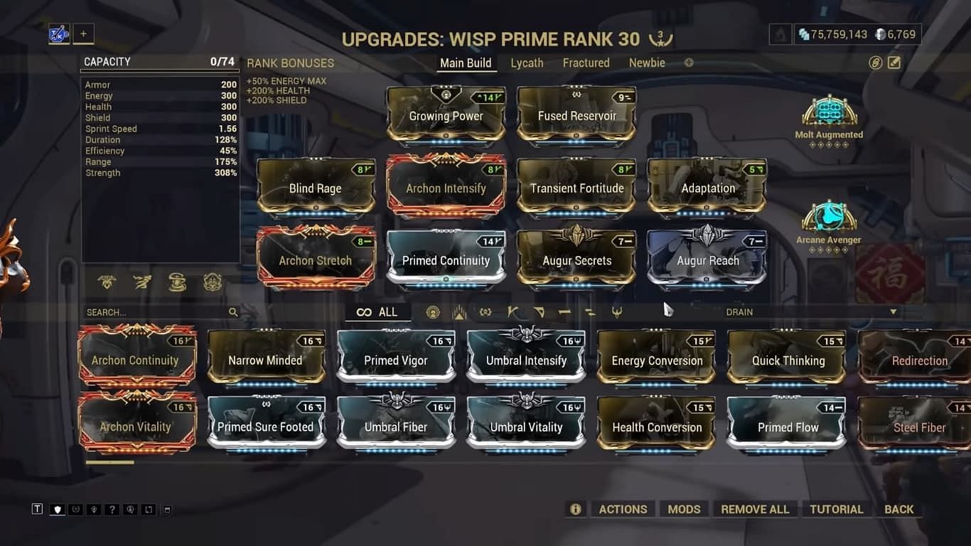 The higher the ability strength, the better the Wisp build. (Image via Digital Extremes)