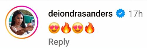 Deiondra Sanders' comment on her boyfriend's post.