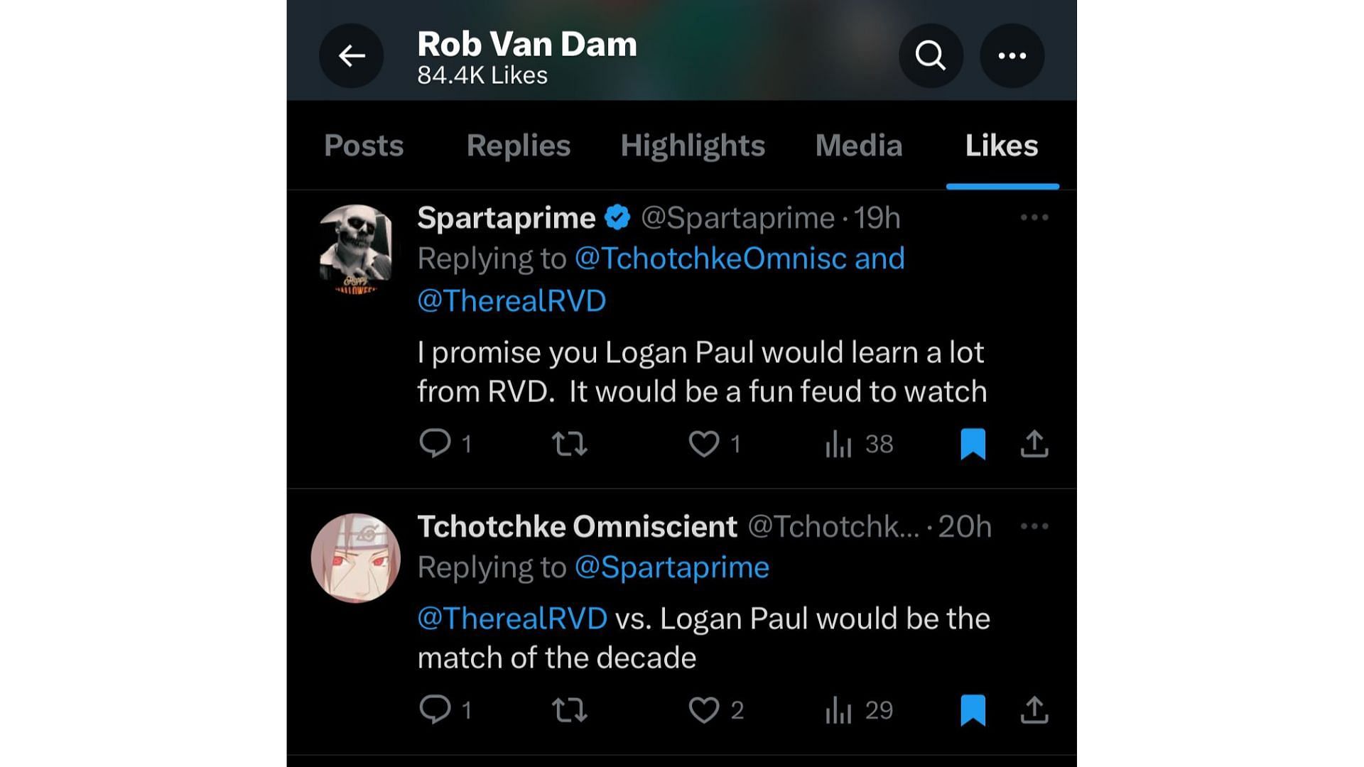 RVD liked fan tweets regarding a feud with Logan Paul.