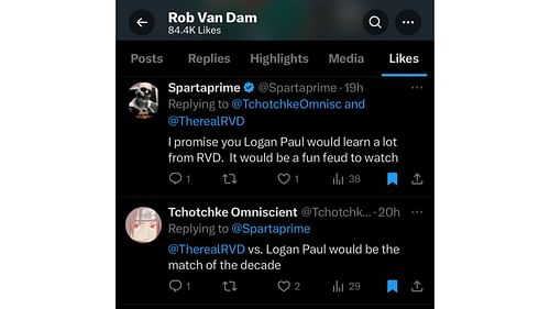 RVD liked fan tweets regarding a feud with Logan Paul.