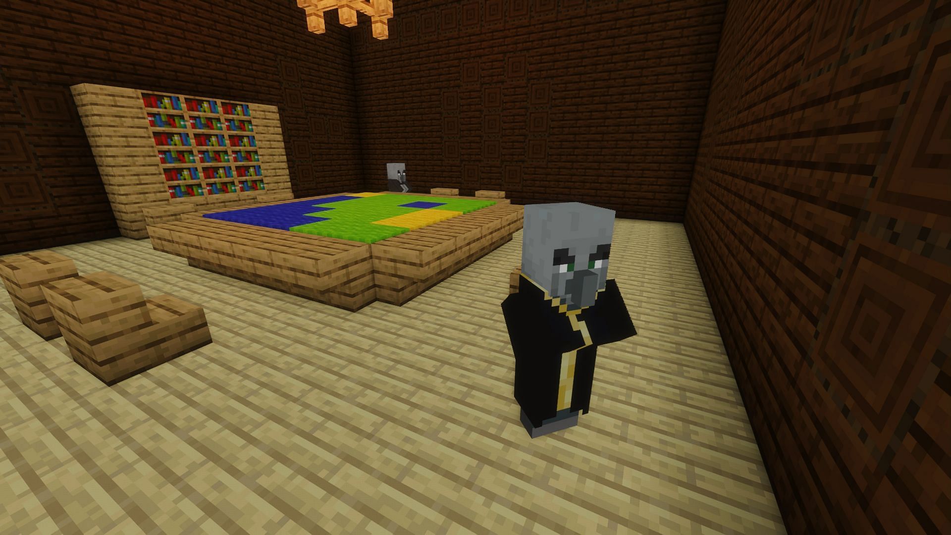 A rare naturally spawned evoker in a woodland mansion (Image via Mojang)