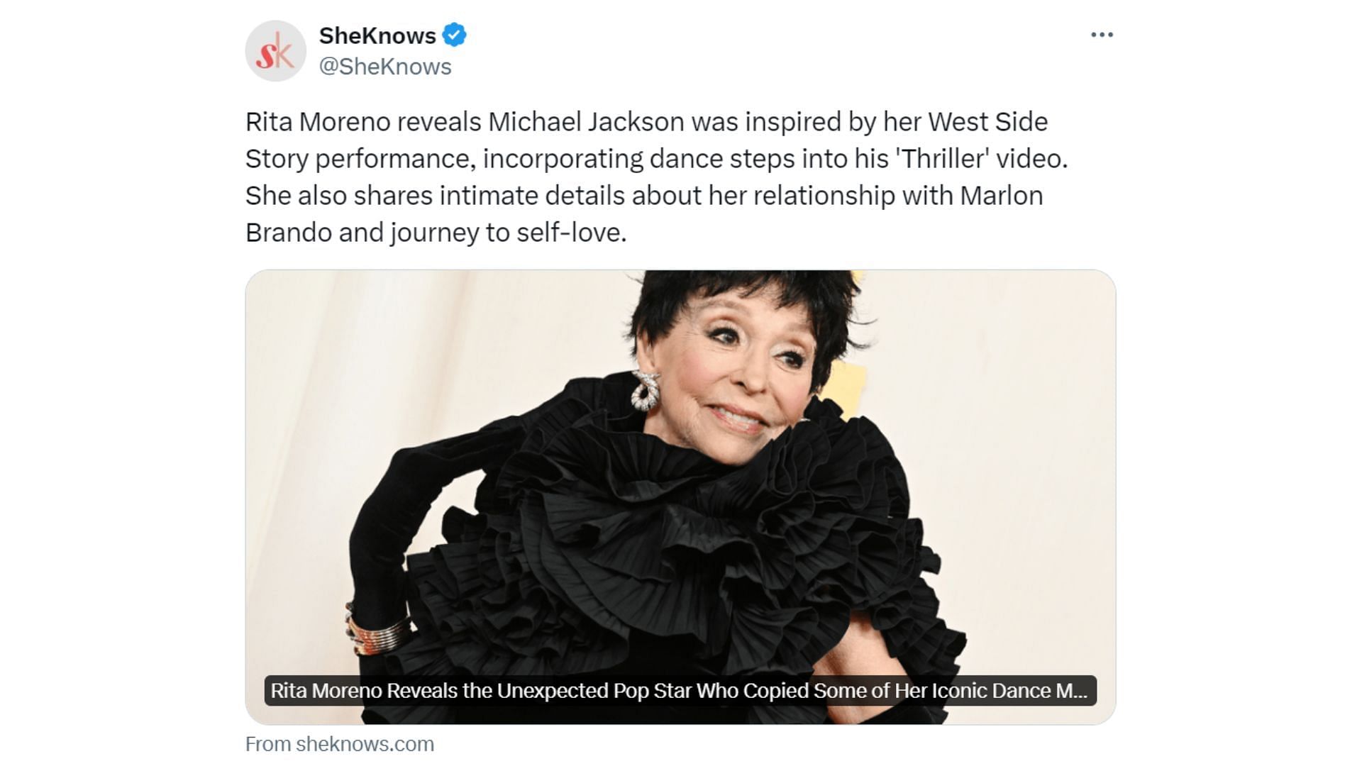 Rita Moreno reveals Michael Jackson incorporated some of her dance moves in the legendary 1982 Thriller music video