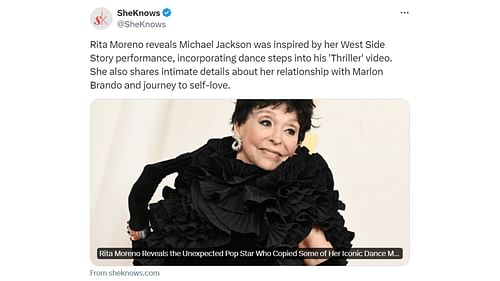 Rita Moreno reveals Michael Jackson incorporated some of her dance moves in the legendary 1982 Thriller music video