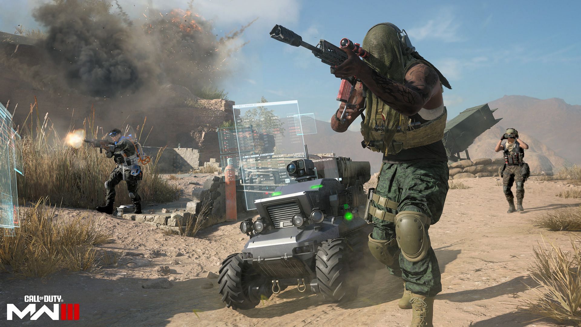 An Operator fighting alongside a MAW in MW3 and Warzone Season 3