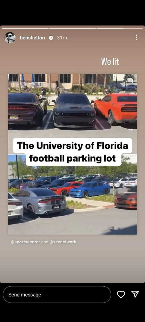 Ben Shelton gushes about the University of Florida parking lot