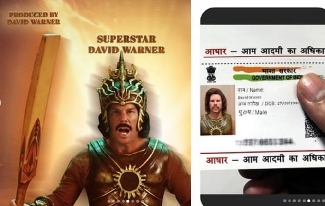 "Hope I’m eligible to get an Aadhar card now"- David Warner shares a cheeky post after ad shoot with SS Rajamouli