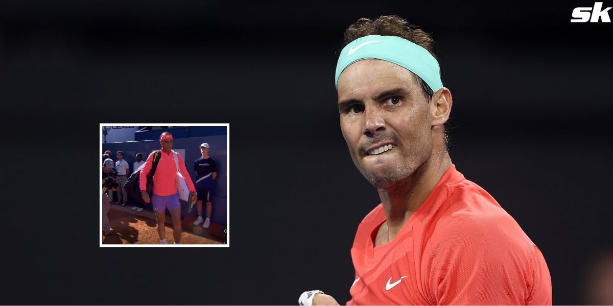 Rafael Nadal walks on court for first match in three months to thunderous applause