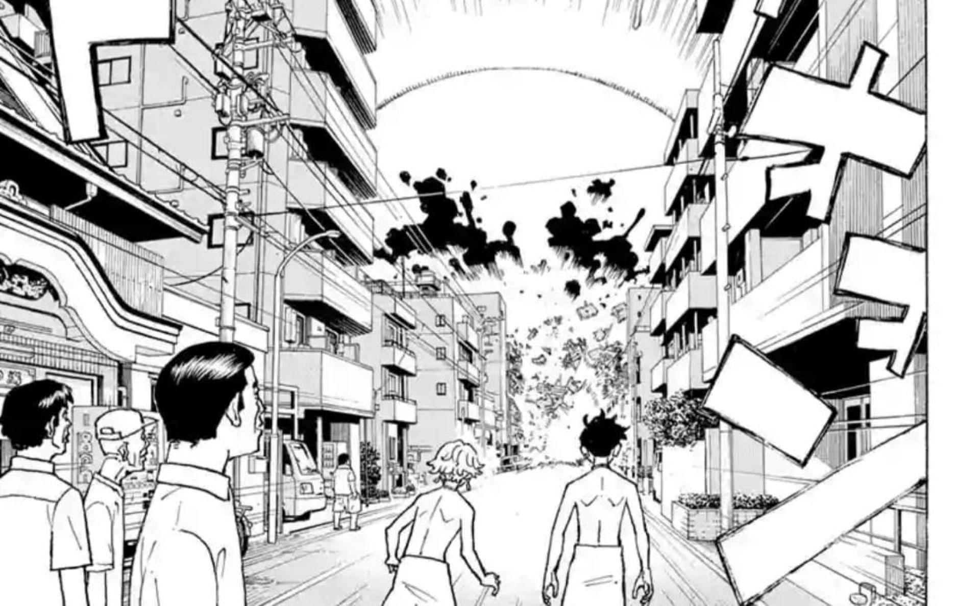 The meteorite impact, as seen in the manga (Image via Ken Wakui/Shueisha)