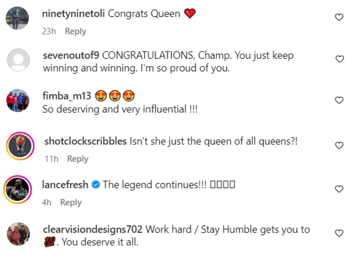 People are congratulating and praising her for the achievement (Image via Instagram/@aja22wilson)