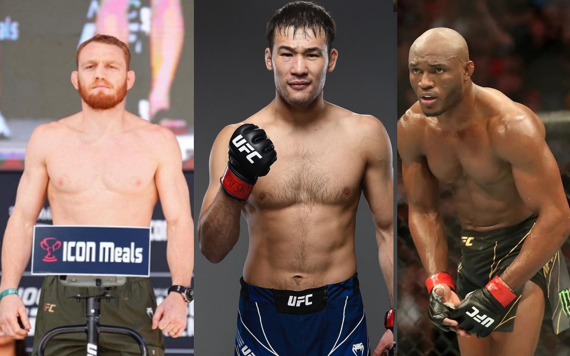 Jack Della Maddalena (left) is interested in Kamaru Usman (right) if a Shavkat Rakhmonov (middle) bout is not eventually booked [Image Courtesy: @shavkatrakhmonov94 and @jackdellamaddalena on Instagram as well as @USMAN84kg on X]