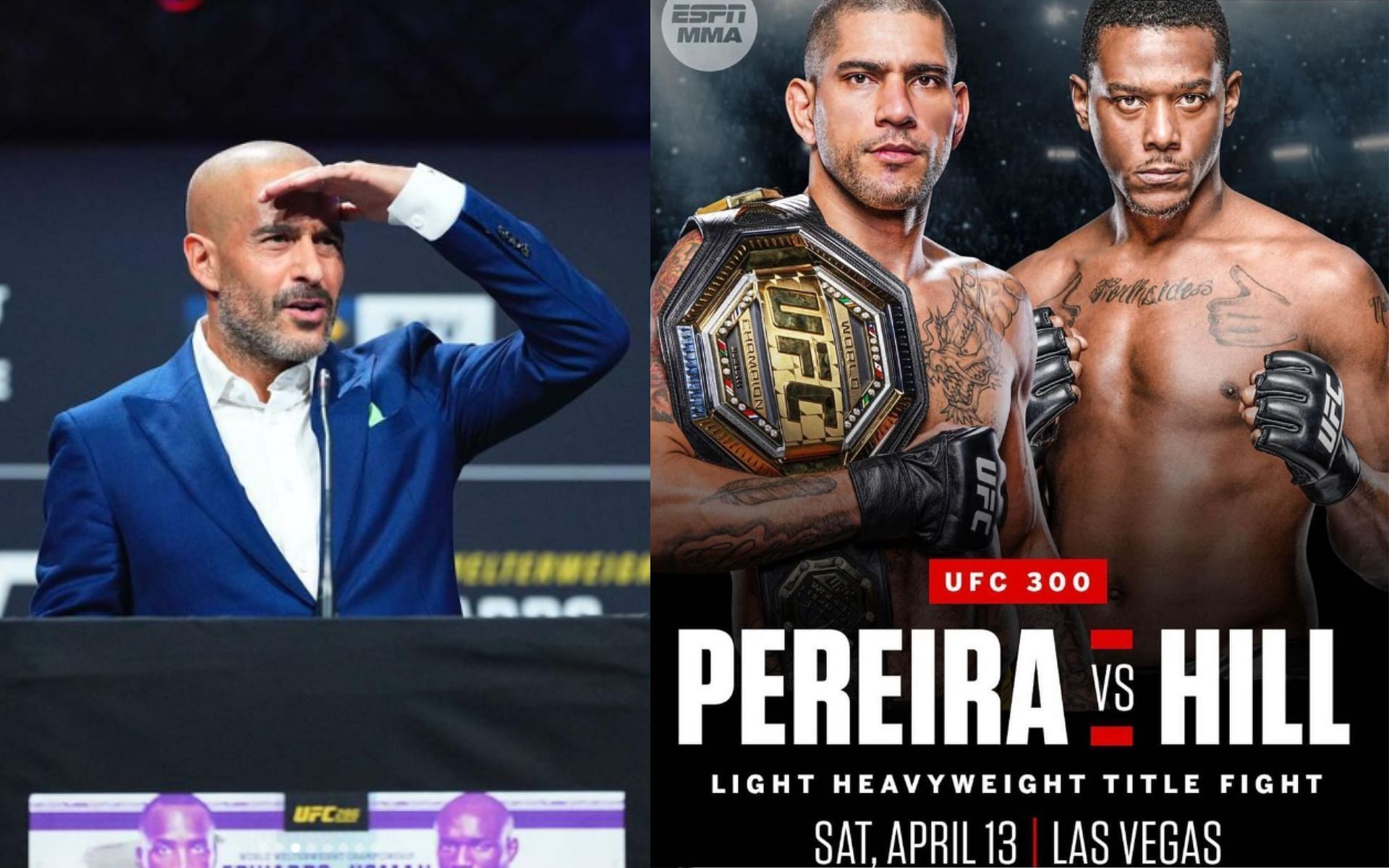 Jon Anik (left) has one question left answered ahead of Alex Pereira vs. Jamahal Hill at UFC 300 (right) [Images Courtesy: @jonanik and @sweet_dreams_jhill on Instagram]