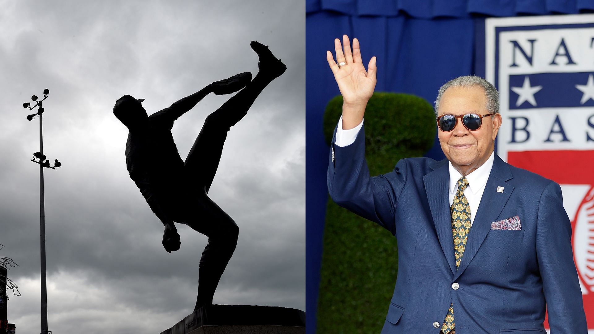 Hall of Famer Juan Marichal is introduced during the Baseball Hall of Fame induction ceremony at Clark Sports Center