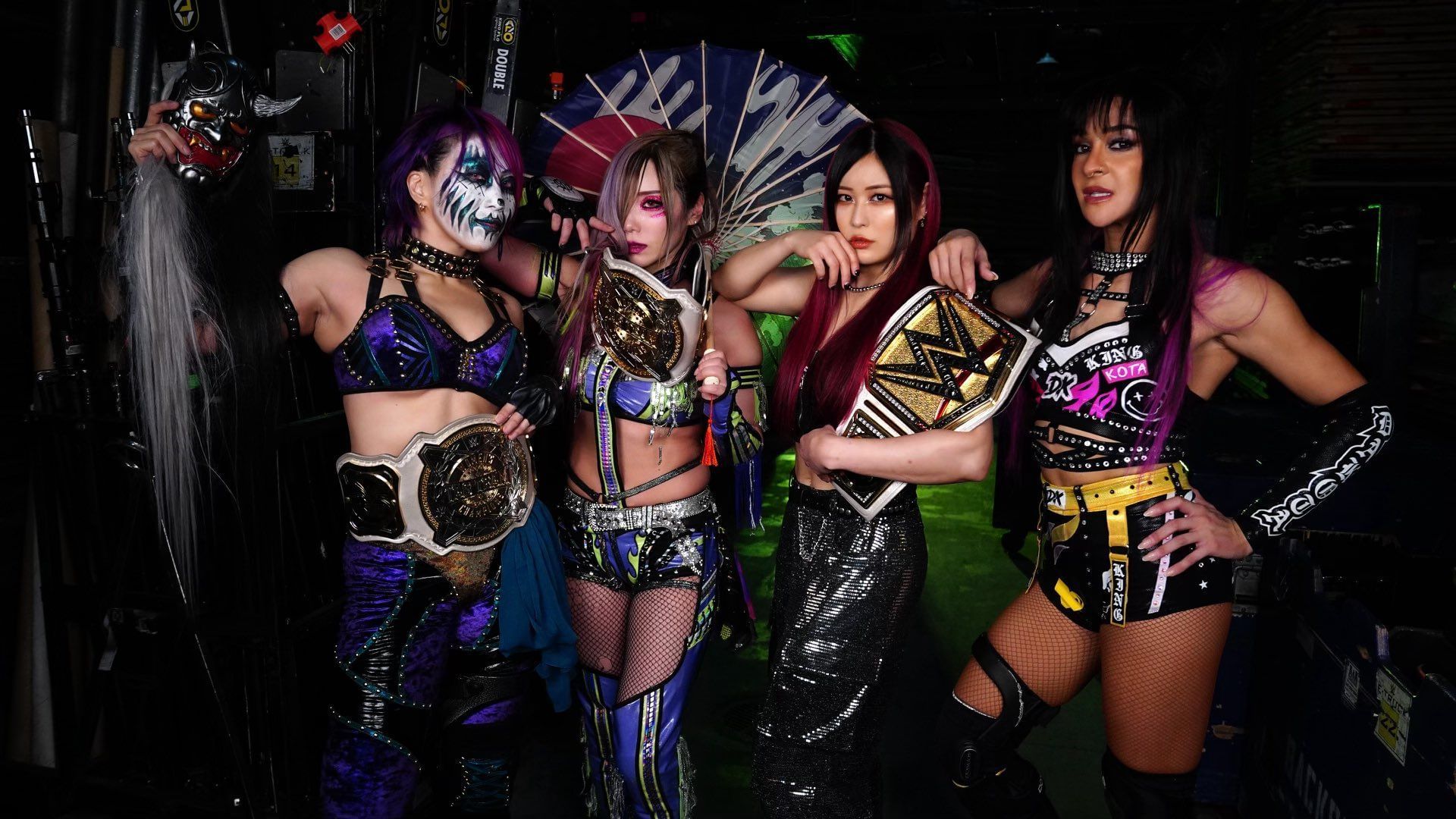 Damage CTRL posing for a picture backstage