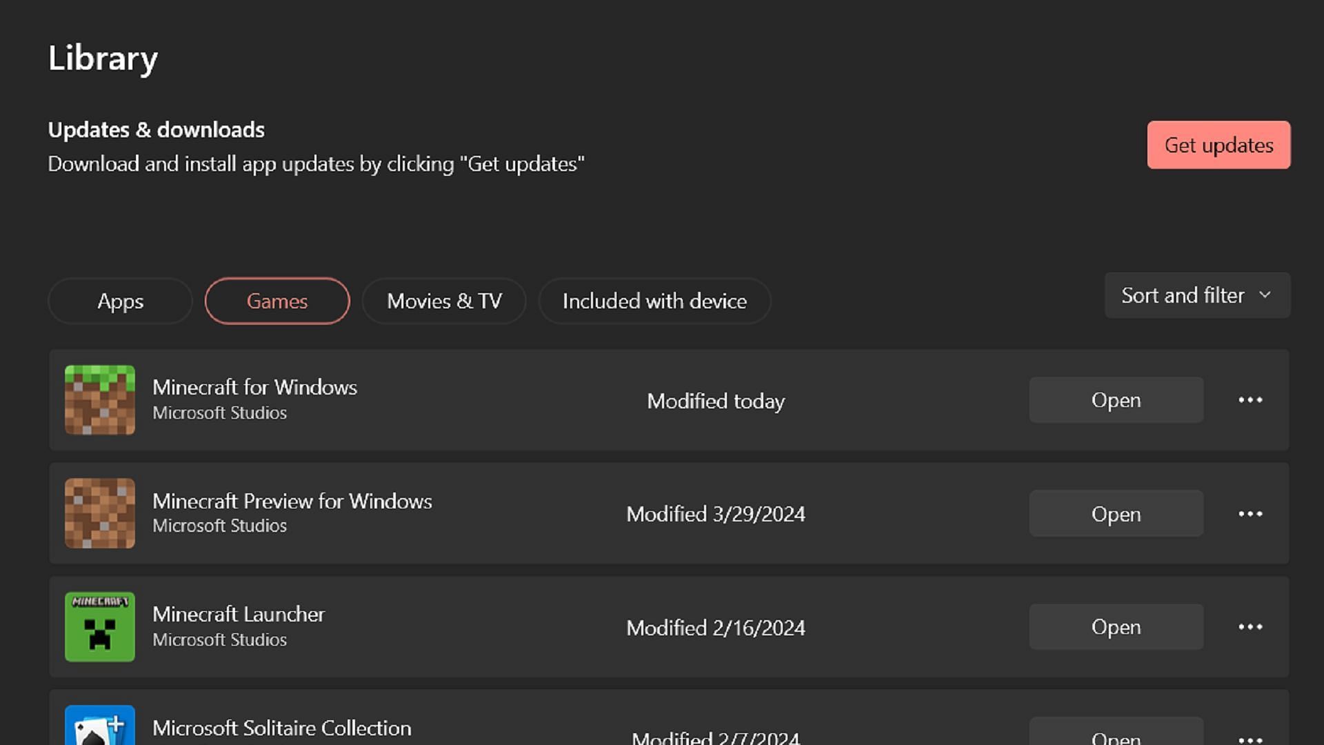 The Windows Store can handle manual updates on Windows 10/11 (Image via Microsoft)