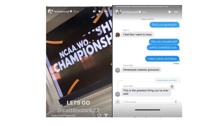 Kyle Juszczyk's wife Kristin show support for Caitlin Clark in national