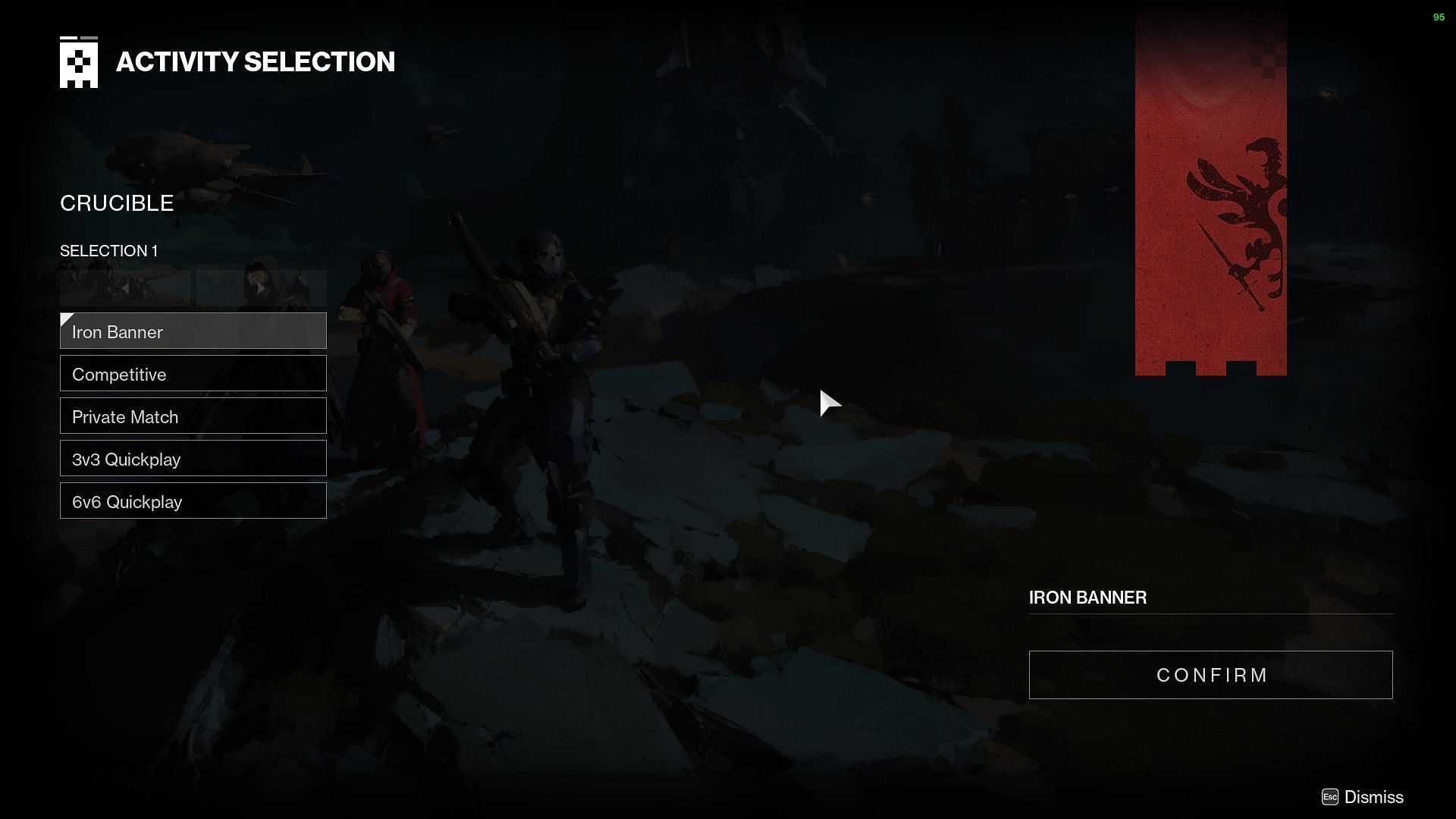 Iron Banner in-game fireteam matchmaking (Image via Bungie)