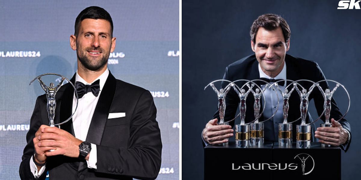 Novak Djokovic (L) and Roger Federer (R)