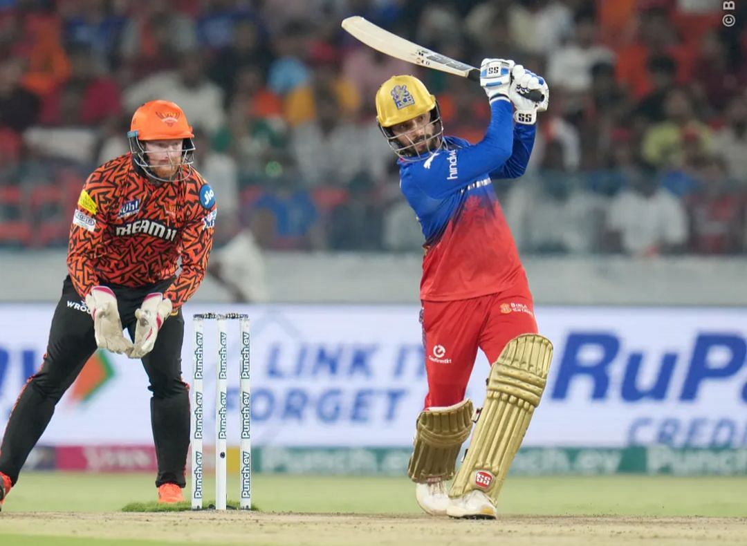 Rajat Patidar hitting one during the SRH vs RCB match