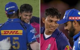 [Watch] Centurion Yashasvi Jaiswal hugs Rohit Sharma after RR vs MI match of IPL 2024