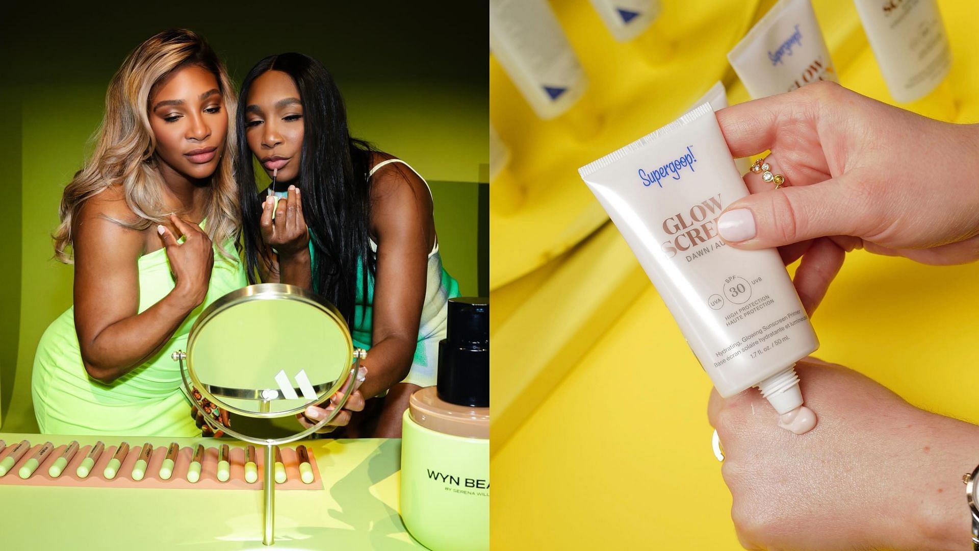 Athlete-recommended sunscreens (Image via @serenawilliams, @supergoop/ Instagram)