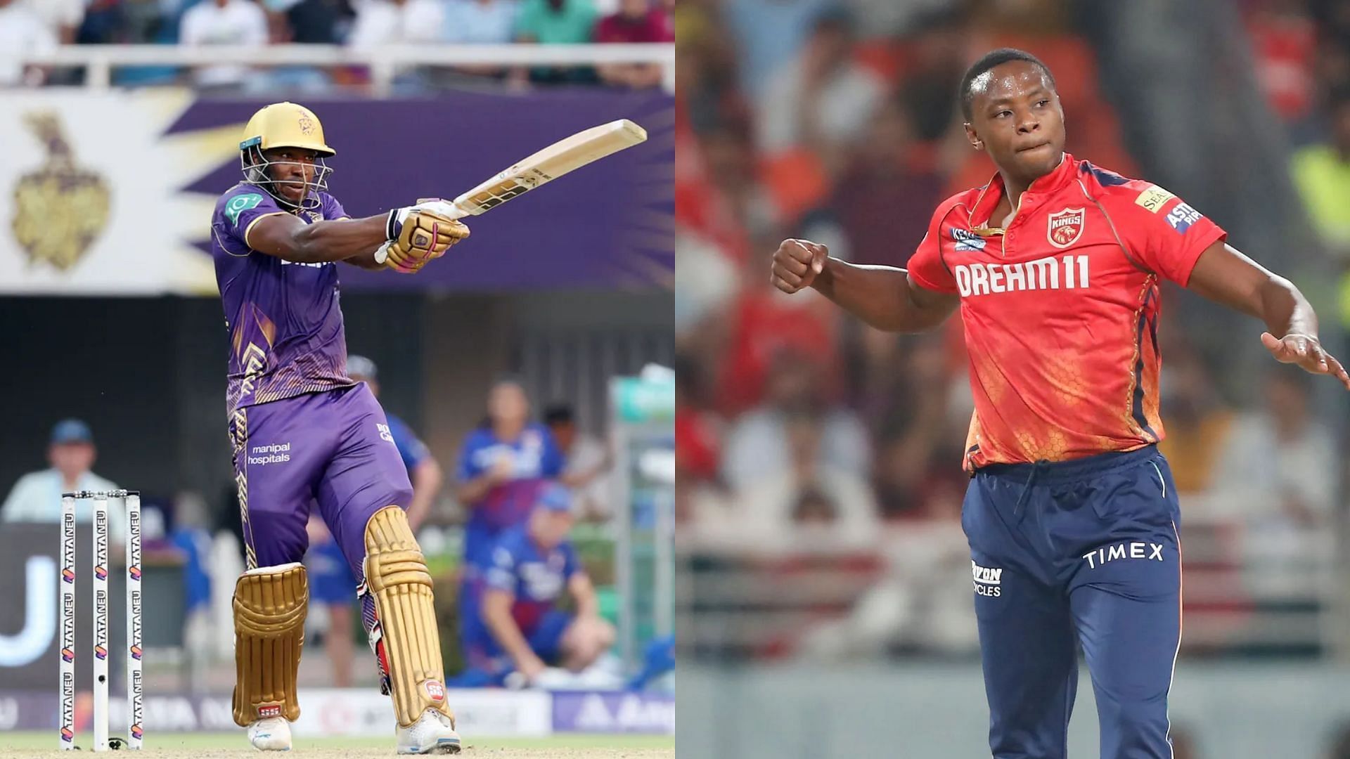 Andre Russell (L) &amp; Kagiso Rabada could be a scintillating match-up