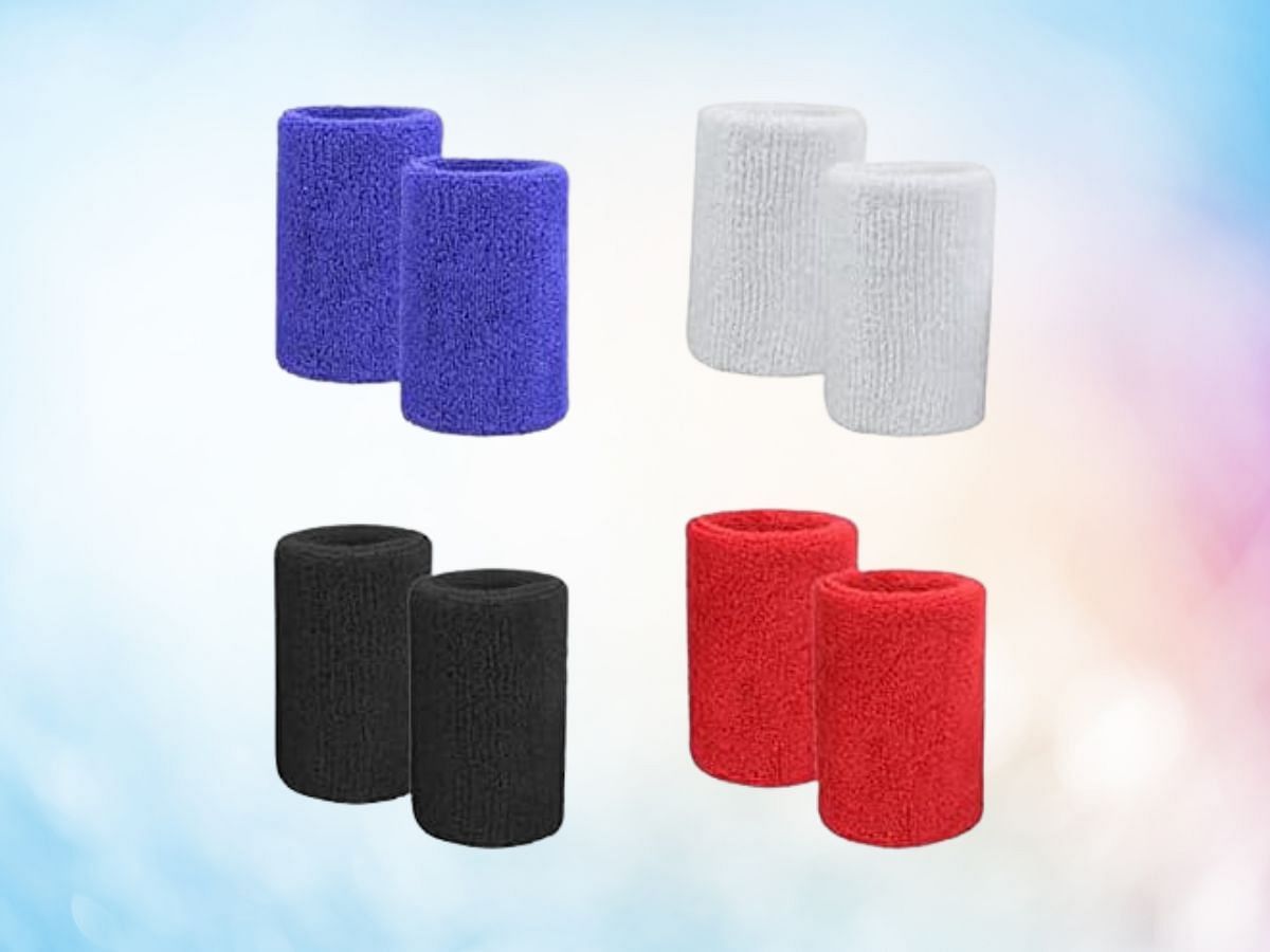 HORNO 4 Pairs of Cotton Terry Cloth Wrist Sweatbands (Image via Amazon)
