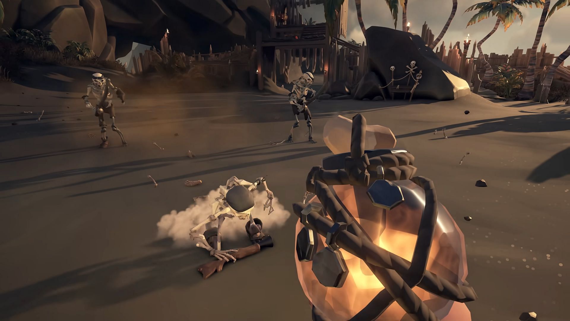 Spawning skeletons with the Bone Caller in Sea of Thieves Season 12 (Image via Microsoft)