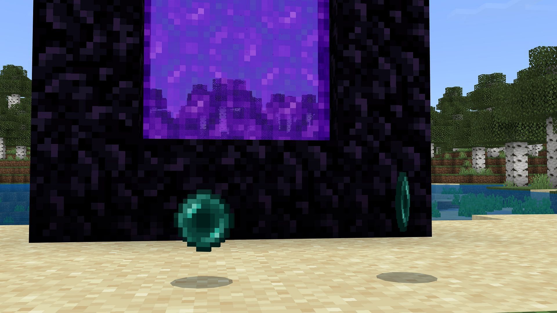 Ender pearls can teleport player through the Nether portal to the other dimension (Image via Mojang Studios)