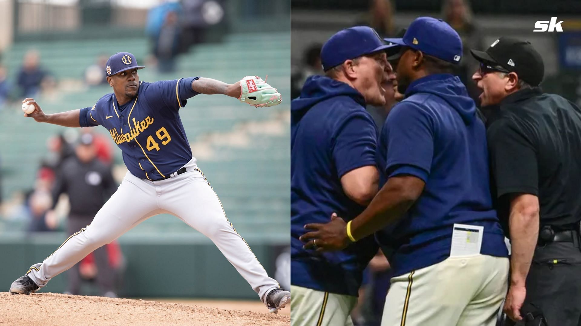 WATCH: Umpires confiscate Brewers reliever Thyago Vieira