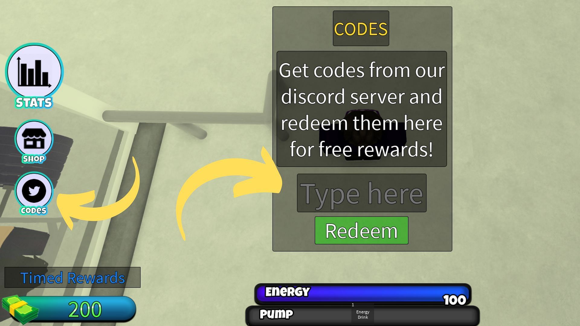 How to redeem the active codes in Untitled Gym Game? (Image via Roblox || Sportskeeda)